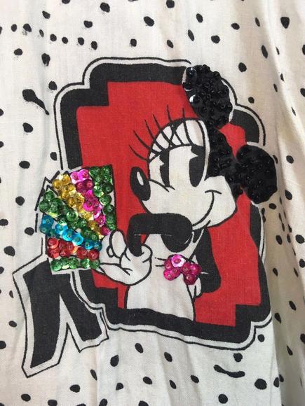 VTG Disney Mickey & Co Donn Kenny Bomber Jacket Minnie Mouse Sequins Womens Sz M - Picture 11 of 12